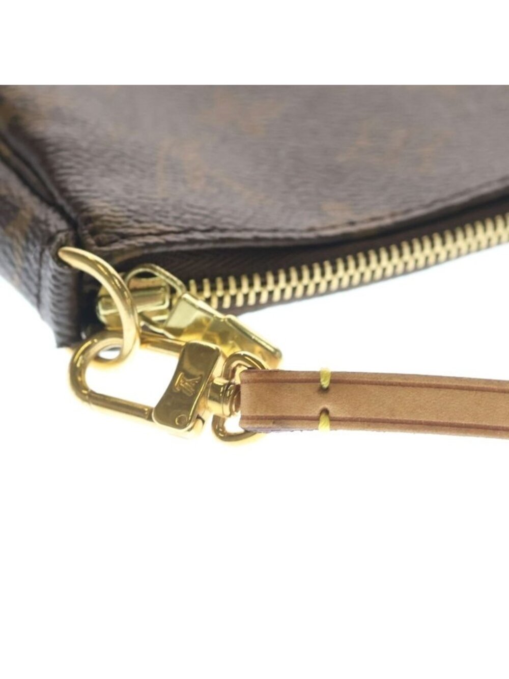 ★SOLD★ Louis Vuitton Pochette Monogram Leather Pouch Handbag Gold Brown - Picture 6 of 6